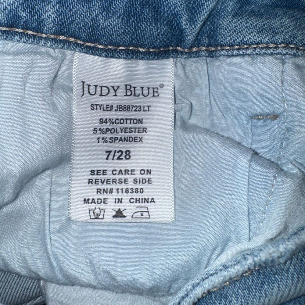 Judy Blue Jeans Womens 28 Boyfriend Mid Rise Light Wash Distressed Stretch Denim - Picture 5 of 6